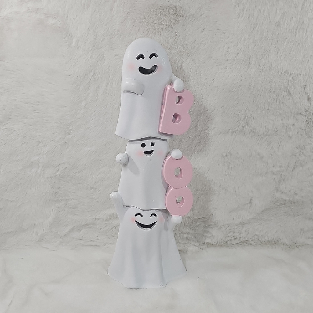 Halloween Boo Ghost Decor (Pink & White)  14" X 5"
